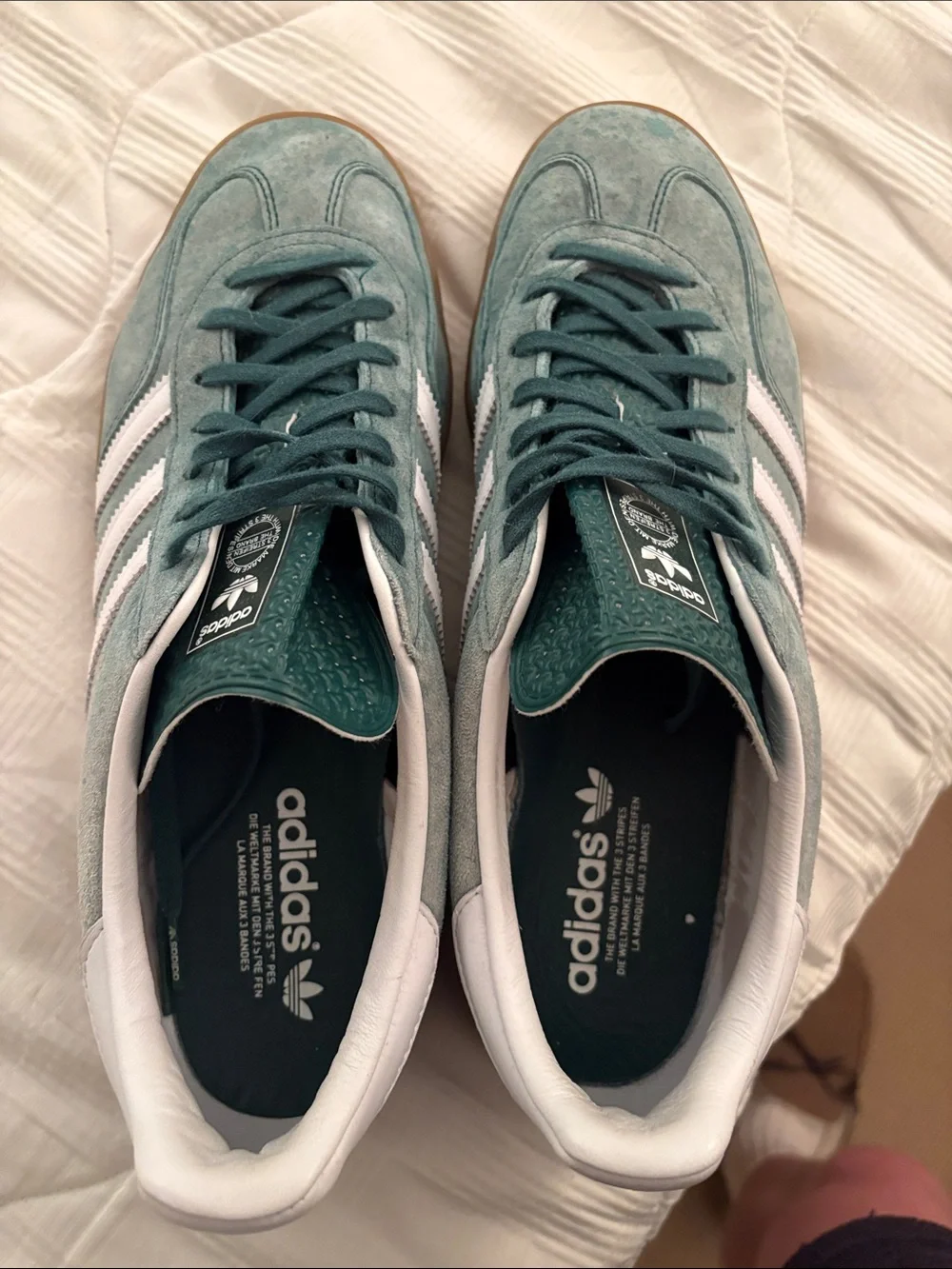 adidas Gazelle Suede Sneakers - Teal & White